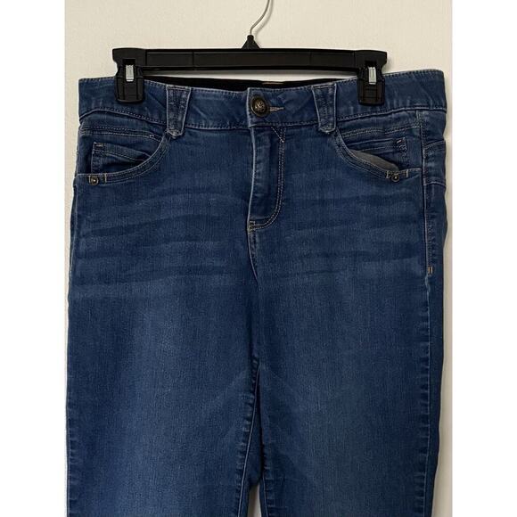 Democracy AB Solution Jeans Womens Size 8 Elastic Waist Denim Blue Straight Crop - Picture 2 of 11